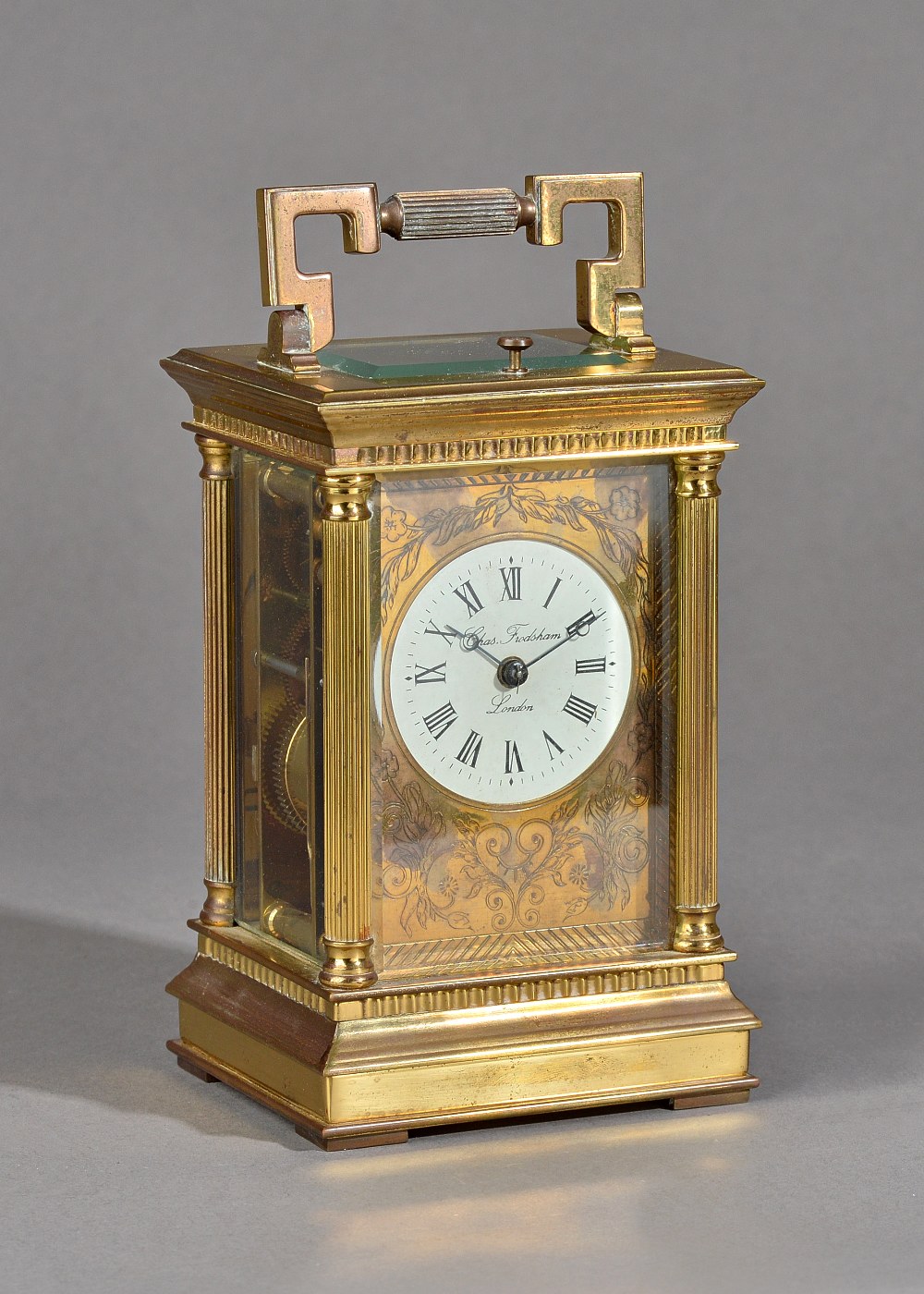 A late 19th century brass cased carriage clock by Charles Frodsham of