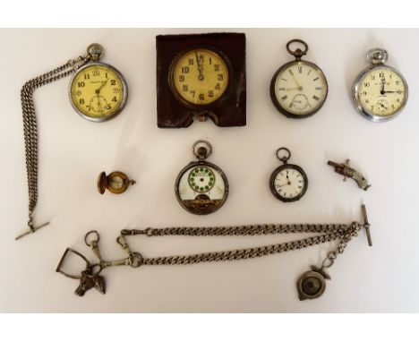 A Jaeger-Le Coultre chrome plated metal cased, keyless wind, openfaced M.O.D issue pocket watch, detailed to the caseback 6E/