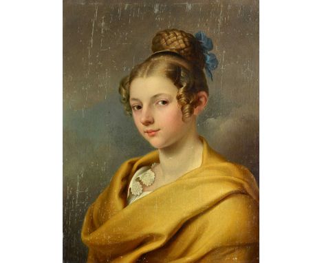 French School (19th century), Portrait of a lady, oil on canvas, unframed, 62cm x 46cm.  Illustrated.  