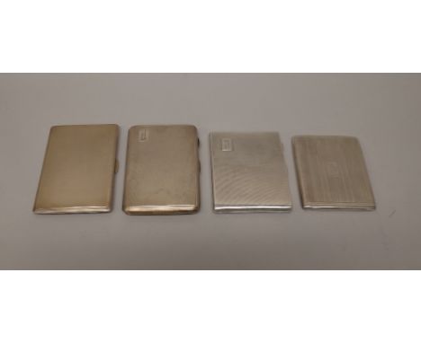 Silver, comprising; a rectangular cigar case, with engine turned decoration, Birmingham 1933 and three large cigarette cases,