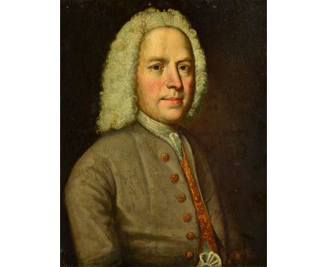 Manner of Thomas Hudson, Portrait of a gentleman, oil on canvas, 60cm x 47cm. Illustrated. 