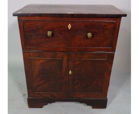 A George III mahogany commode chest on bracket feet, 60cm wide x 68cm high. 