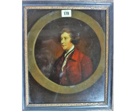English School (c.1800), Portrait of a gentleman, colour transfer engraving on glass, 31cm x 25.5cm.