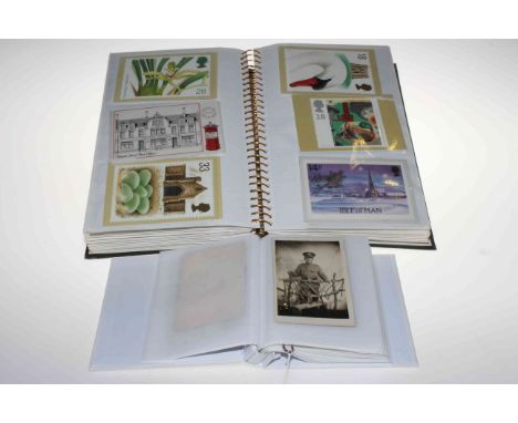 Two postcard albums including Topographical Britain, photographic military soldiers, Yorkshire and West Yorkshire Regiment Ch