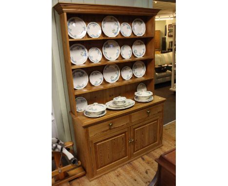 Pine shelf back dresser, 195cm by 134cm.