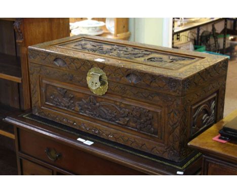 Carved camphorwood trunk, 28cm by 70cm.