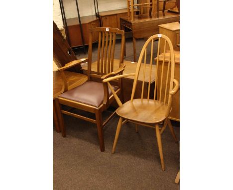 Mahogany open armchair and vintage Ercol open armchair.