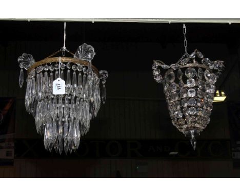 Two crystal lustre drop light fittings.