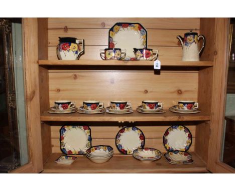 Royal Doulton part tea service decorated with pansies, pattern no. D4049.