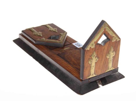 Victorian brass mounted walnut expanding book trough by Kerslake &amp; Co, Promenade, Bristol.