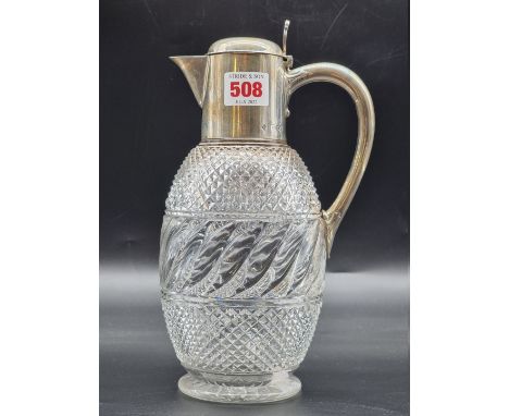 A good late Victorian silver mounted cut glass claret jug, by&nbsp;Henry Wilkinson &amp; Co, London 1895, 25cm. 
