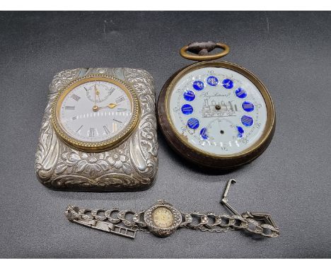 A late Victorian silver easel clock, by Douglas Clock Co, Birmingham 1900, 76 x 66cm; together with a vintage Accurist silver