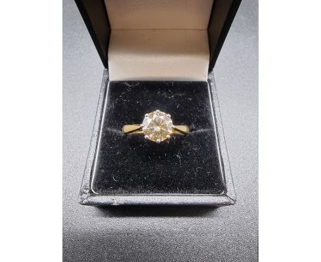 An 18ct gold brilliant cut diamond solitaire ring, of approximately 1.5ct, size P-P1/2. 