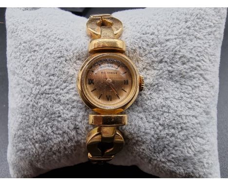 A 1950s Boucheron manual wind ladies bracelet watch,&nbsp;17.5mm, stamped French control marks for 18ct gold, serial No. 1063