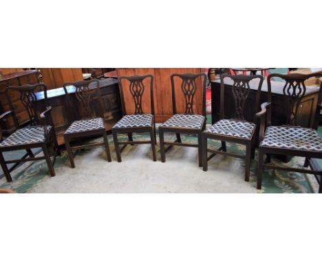 A set of six Chippendale Revival mahogany dining chairs, comprising four side chairs and a pair of carvers, early 20th centur
