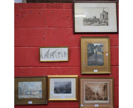 Pictures - English School, The Farmstead, watercolour; Paris Metamorphose, print; Cheapside, sepia engraving, 1745; R Earlom,