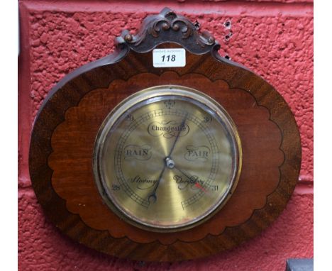 A mid 20th century mahogany cased barometer, brass dial 