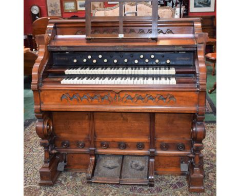 A late 19th/early 20th century mahogany harmonium/pump organ, Crane &amp; Sons, Liverpool