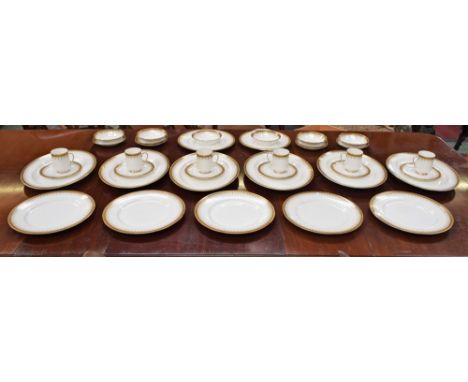A Paragon Athena pattern part dinner service, for six, comprising oval plates, dinner plates, side plates, soup bowls, fruit 