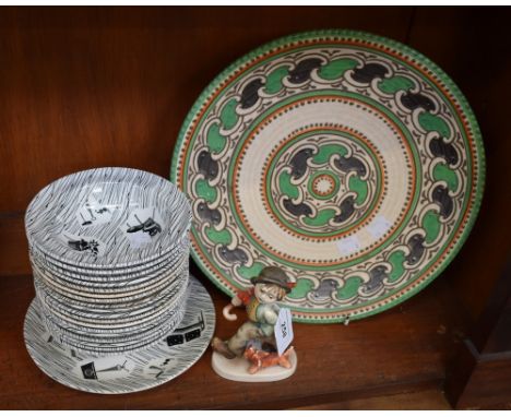 A Crown Ducal Charlotte Rhead 4298 pattern charger; a Hummel figure; Ridgeway Homemaker bowls
