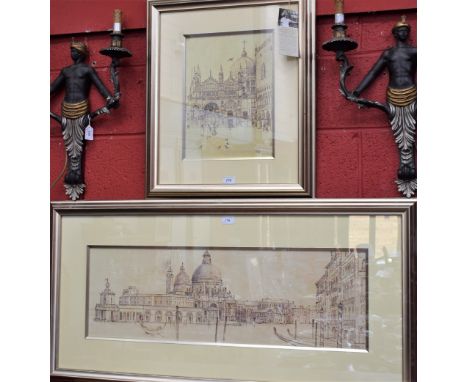 Adelene Fletcher, after, a pair, Venetian Scenes, prints, 29cm x 88cm and smaller (2)