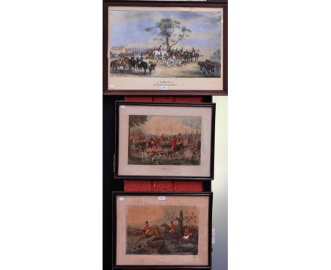 A pair of Hunting prints, The Run, and The Death; a print, Lord Stamford, with The Quorn Hounds (3)