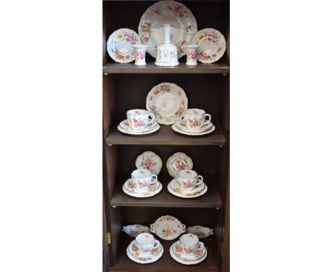 A Royal Crown Derby Posies pattern part tea set, for six, comprising cups, saucers and side plates; other Posies pattern, tri