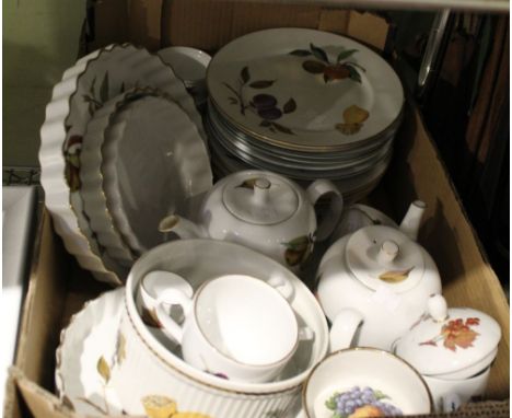 A tray box containing a selection of Royal Worcester Evesham ware