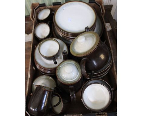 A set of Franciscan chestnut stoneware dinner service with tea &amp; coffee pot