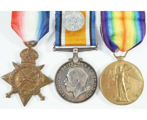 1914-15 Star, British War and Victory medals to 1790 Pte R Dobson, together with a miniature King's Badge