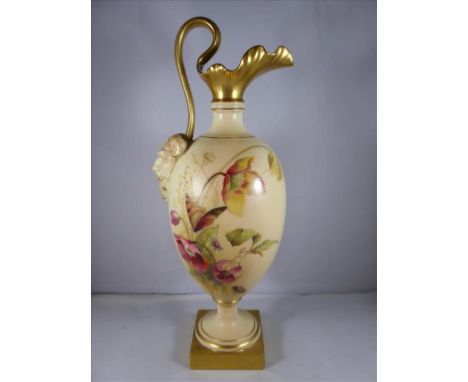 ROYAL WORCESTER BACCHUS JUG, SHAPE NUMBER 1144, WITH FLORAL BUTTERFLY AND FLY DECORATION