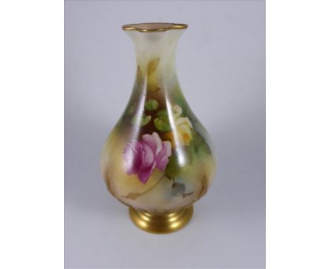 ROYAL WORCESTER VASE PAINTED WITH ROSES, NO. 285, APPROX. 11.5 cm