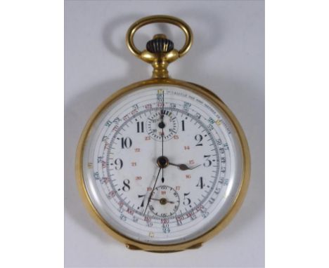 FRENCH GOLD POCKET WATCH WITH ENAMELLED CHRONOMETER DIAL