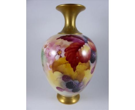 ROYAL WORCESTER VASE, MODEL 302, PAINTED WITH FRUIT, SIGNED K.BLAKE, APPROX. 17.5 cm