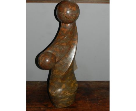 A Contemporary marble abstract figural study of Madonna and Child. H.56cm