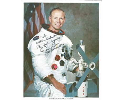 Gerald P Carr signed 10x8 colour portrait photo. American mechanical and aeronautical engineer, former United States Marine C