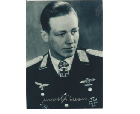 Martin Drewes WW2 Luftwaffe ace signed 5 x 3 b/w uniform portrait photo. Good condition Est.