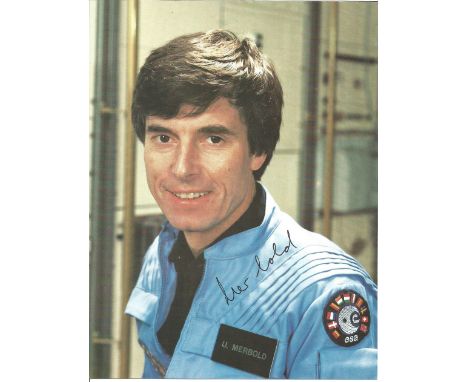 Ulf Merbold signed 10x8 colour portrait photo. first West German citizen and second German native (after Sigmund Jähn) to hav