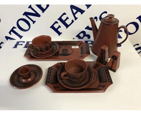 16 PIECES OF SCOTTIE WILSON POTTERY FOR ROYAL WORCESTER