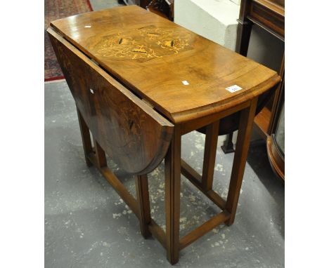 Victorian walnut inlaid gate leg table (a marriage).(B.P. 21% + VAT) 