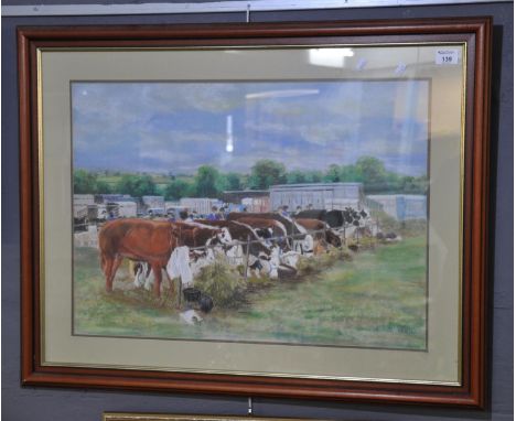 R Whittel, a country show, the cattle lines, signed and dated '76, pastels, 78 x 68cm approx. Framed and glazed. (B.P. 21% + 