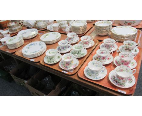 Four trays of Royal Albert bone china 'Flower of the Month' series cabinet cups and saucers and plates. (4) (B.P. 21% + VAT) 