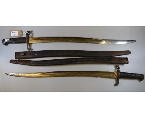 British 1856-58 pattern Enfield Yataghan sword bayonet with scabbard, together with another similar. (2)(B.P. 21% + VAT) 