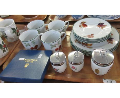 Tray of Royal Worcester Evesham Vale and other similar items to include; cups, saucers, plates, egg coddlers etc. (B.P. 21% +