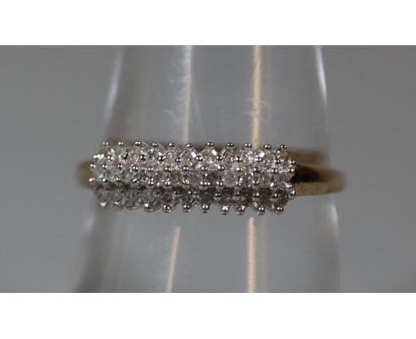 9ct gold and diamond ring.  Ring size P.  Approx weight 1.6 grams.(B.P. 21% + VAT) 