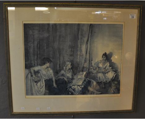 After Sir William Russel Flint, 'The Trio', women in an interior, coloured print, signed in pencil by the artist with publish