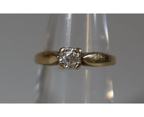 9ct gold diamond solitaire ring.  Diamond weight 0.15cts.  Ring size L.  Approx weight 2 grams.(B.P. 21% + VAT) 