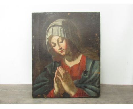 A late 16th early 17th Century Italian School portrait of the Madonna in oils on stretched canvas, 53cm x 43cm
