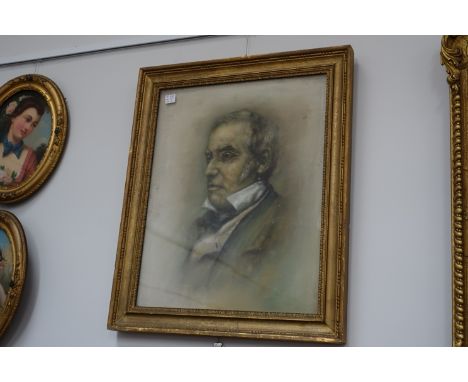 A 19th Century pastel portrait of John Nelson Darby, godson of Admiral Lord Nelson, no artist information, framed and glazed,