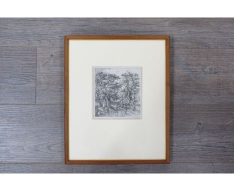 JOHN CROME (1768-1821): A framed and glazed etching, "Road Scene, Hethersett". Image size, 15.5cm x 15cm